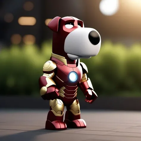 cinematic photo a cartoon dog as ironman <lora:Brian1024:0.8> . 35mm photograph, film, bokeh, professional, 4k, highly detailed