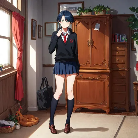 masterpiece, best quality, ultra detailed, 1girl, <lora:yuu:1>, 1yuu, full body, school uniform,