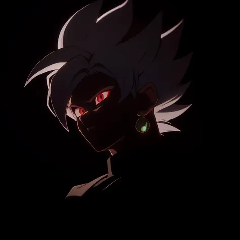Best_QualityPos, RAW photo, intricate details, best quality, 8k uhd, soft lighting, 1boy, solo, spiked hair, white hair, red eyes, glowing eyes, super saiyan, single earring, dougi <lora:Goku_Black_Super_Saiyan_Rose:0.5> <lora:backlight_slider_v10:-4>