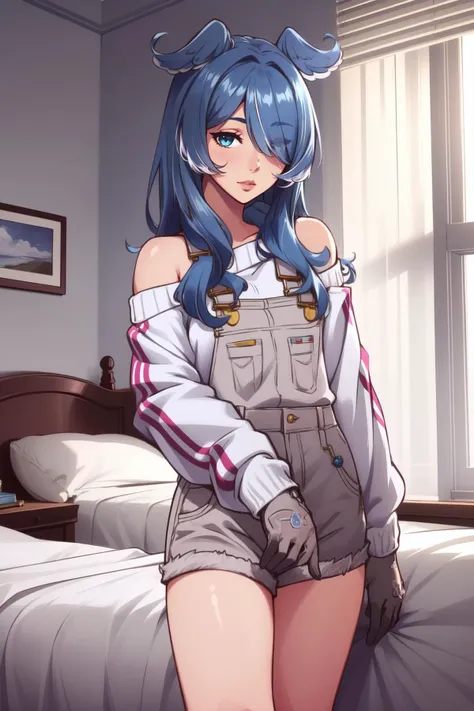 (masterpiece, best quality),  intricate details,
1girl,     <lora:eliraPendora-09:0.8>elira1st, long sleeves, overalls, white sweater, off shoulder, grey gloves, one eye covered, overall shorts
indoors, bedroom,  <lora:Feguimel [MockAi - v1.0]:0.8> feguimel, soft shading, realistic proportions