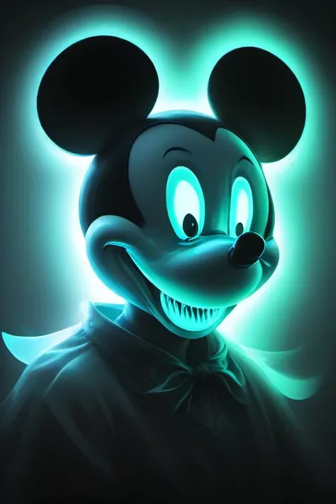 <lora:PE_SpectralStyle:1> PESpectral,glow,
portrait of mickey mouse,evil smile