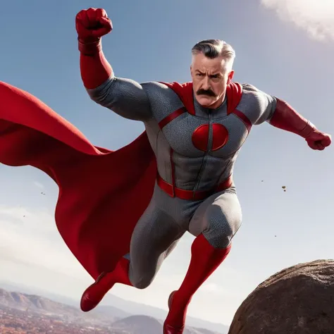 breathtaking, <lora:J. Jonah Jameson:1>
J. Jonah Jameson a man in a red cape is flying through the air while carrying a big rock with his left hand, award-winning, professional, highly detailed