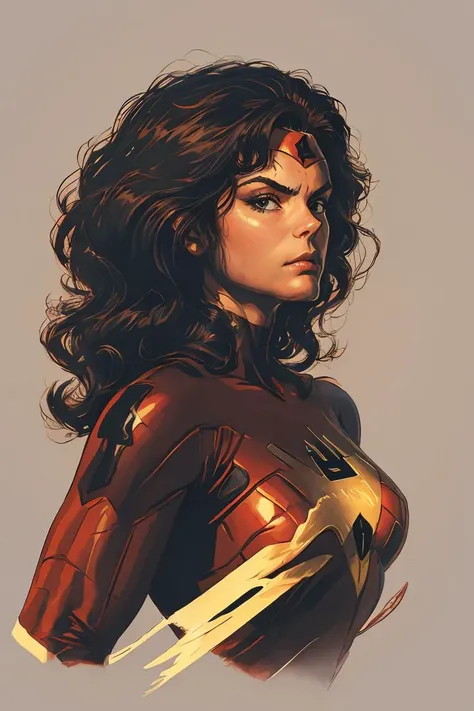 masterpiece, best quality, high quality, highres,
1 girl solo, black curly long hair,   superhero suit,  upper body, young, skinny, flat chest
retro artstyle,simple background, realistic, superhero,
<lora:ARTSTYLE_AlexRoss_ComicArt_ownwaifu:0.8> , ((portrait)), straight-on, looking_at_viewer, solo,closed mouth,simple_background,   <lora:Landscape_Ink-000003:.6>