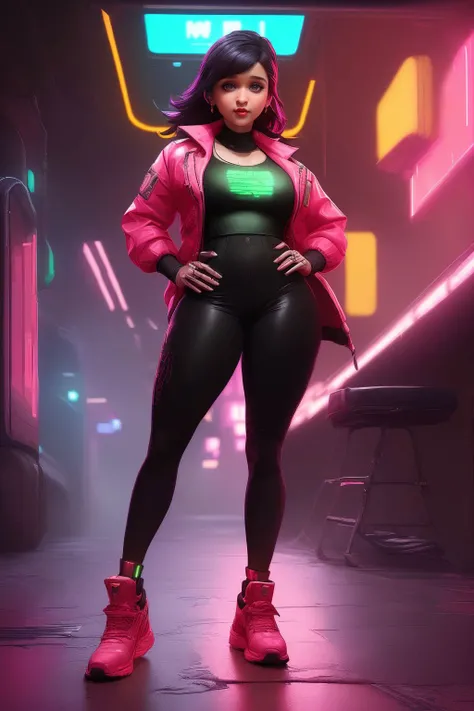mannara,smile,portrait,cyberpunk city,jacket,red_vest,tight_pants,cyberpunk train behind the subject,upper_body,neon lighting,(glowing shoes),<lora:MS:1.0><lora:MS:1.0><lora:MS:1.0><lora:MS:1.0>