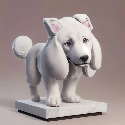 an dog made from marble