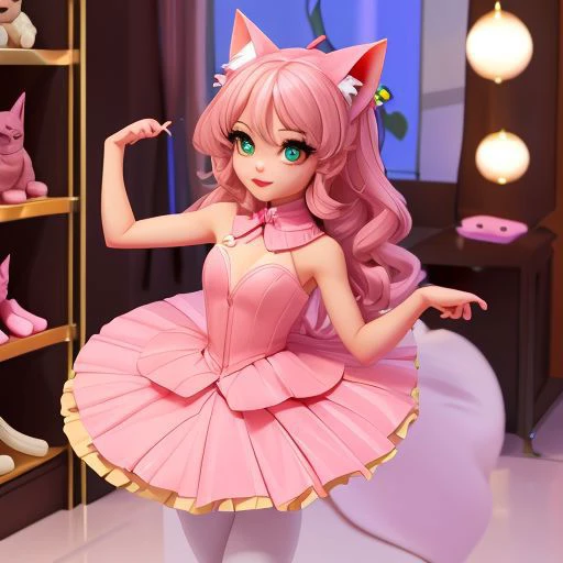 ;CGH55 :0G5AB2>, 2KA>:0O 45B0;870F8O, 8K,  =0 @0AAB>O=88 :>21>9A:89 2KAB@5;, cat dancing on pointe shoes & ballet tutu, short undercoat, small breasts, =575<=>9 DM=B578 :>=F5?B-0@B H5452@0,