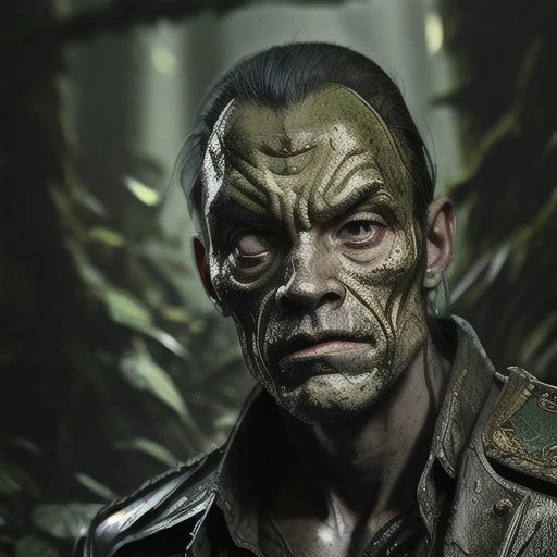 tsoggu, medium close-up, forest at morning, studio lighting, RocksEyebrowRaise, portrait, raised eyebrow, thick eyebrows
