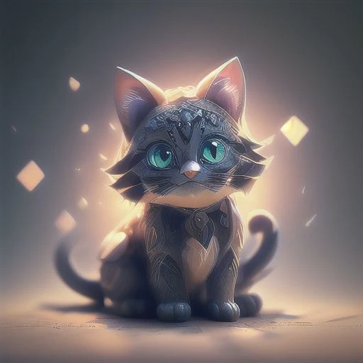 A stunning and intricate paper origami creation of a cat. The cat is depicted in a graceful, elegant pose, with its fur meticulously folded into delicate folds. The eyes are carefully crafted to give the cat a lifelike expression. The background is minimalistic, allowing the origami cat to take center stage, showcasing the skill and artistry of the creator.