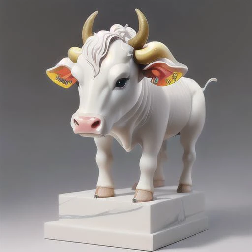 an cow made from marble