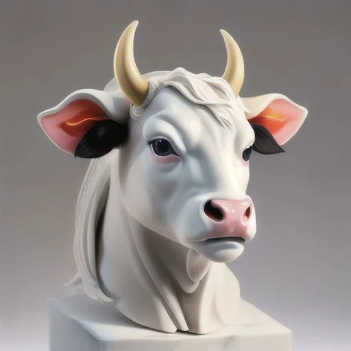 an cow made from marble