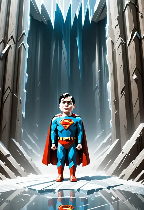 <lora:Everly Heights Comics:1> Superman gets locked out of his fortress of solitude, cinematic composition.