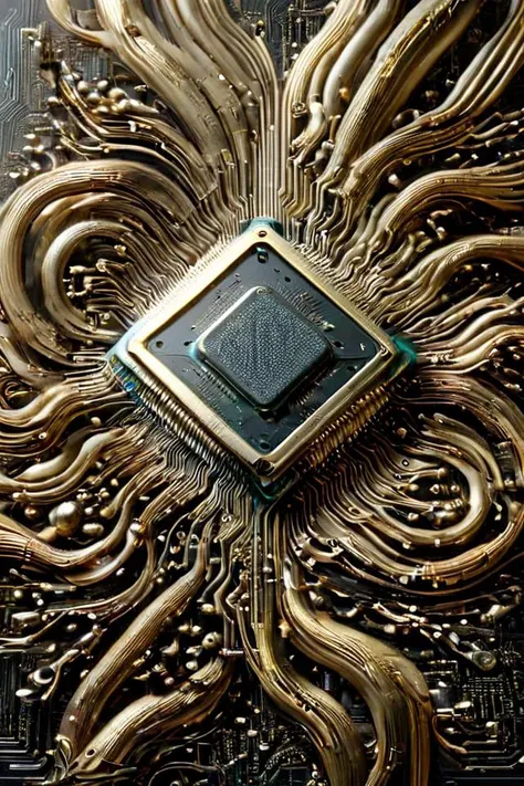 <lora:ral-3dwvz:1> ral-3dwvz, (((3/4 view))) circuit board, black and gold, millions of gold traces, CPU, quantum central processor, BREAK
<lora:ral-semiconductor:1> laser prism spectrum gradient, symmetrical, balance, BREAK
<lora:LoTech_XL:1> 4-D, quantum laser prism matrix, reflection, highlights, echos,