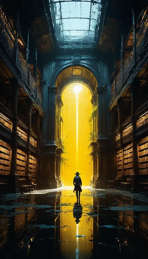 Magical Library, black and yellow, (vibrant colors), epic scene, (abstract modernism art, by Jeremy Mann Carne Griffiths and Wadim Kashin),
abstract expressionist, energetic brushwork, bold colors, abstract forms, expressive, emotional,
style of nicola samori Tsutomu Nihei, (rutkowski:0.8),
concept fantasy cover art, ((in style of Jeremy Mann)),
complex background, masterpiece, visually stunning:1.5, evocative, best quality, intricate and very detailed:1.5, professionally graded colors, hyper-detailed:1.8, cinematic design:1.5, very detailed image, hyperealistic, realistic art style, photorealism, dynamic lighting, light rays, cowboy shot, detailed background, cinematic lighting, cinematic angle, very aesthetic, ultra detailed, intricate details, semi realistic, best quality, realistic, photo realistic, dramatic lighting, detailed lighting, realistic photo, volumetric lighting, dappled lighting,
complex background, caustics, optics, surreal, magic, perfect anatomy, best resolution, best quality, highres, realistic photo, professional photography, professional color grading, cinematic angle, reflection lights, closed up, many details, extreme detailed, full of details, life-like details, cinematic, dramatic, dynamic, extremely refined lines and and shapes, extremely refined details on objects, sharp details, wide range of colors, many details everywhere, raytracing, antialiasing, Realistic soft shadows, Low saturation colors, insane quality, insane resolution, Insane details, masterpiece, 8k, 4k resolution,
<lora:add-detail-xl:0.8>
<lora:zavy-cntrst-sdxl:0.8>