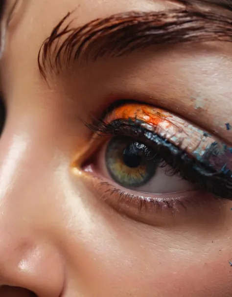expressive, bold brushstrokes, photography and digital painting mashup, close-up woman eye in style of Henry Asencio
