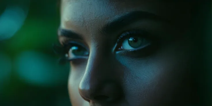 cinematic, woman eyes, gaze, close-up, dark, film grain, nature, side view Æ/22, Urban, Short telephoto focal length, shot on ALEXA 65, <lora:CinematicStyle_v1:.8>