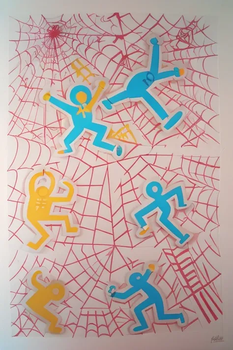 KeithHaring:0.8, ((spiders)), bold colors, illustration