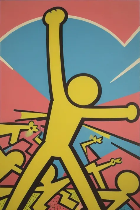 KeithHaring, bold colorful drawing, extreme detail, intricate