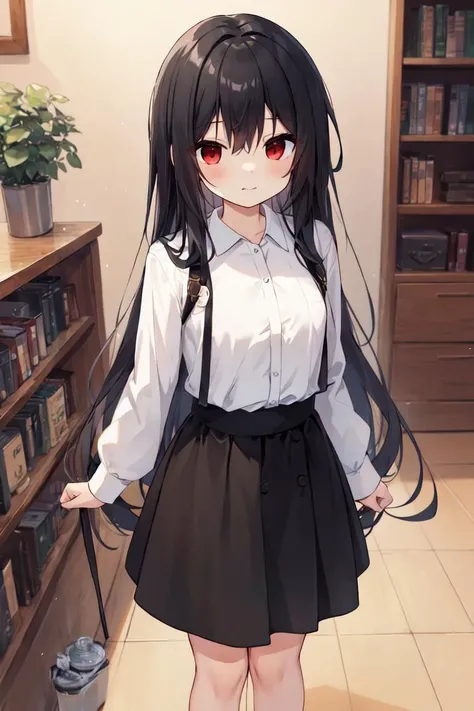 (masterpiece:1.2),best quality,perfect anatomy,extremely detailed,
BREAK
cute girl,shiny skin,solo,very long hair,small breasts,
cute eyes,(red eyes:1.3),(black hair:1.3),
BREAK
white shirt,black skirt,
BREAK
school,
BREAK
looking at viewer,character focus,full body,standing,
BREAK