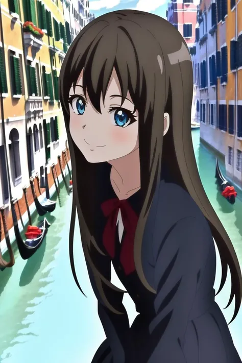 <lora:hashimotokanna2_lora:1> 1girl wearing a dress,(in venice:1.2), beautiful detailed eyes, perfect anatomy, smiling,long hair, 8k, masterpiece, absurdres, anime,