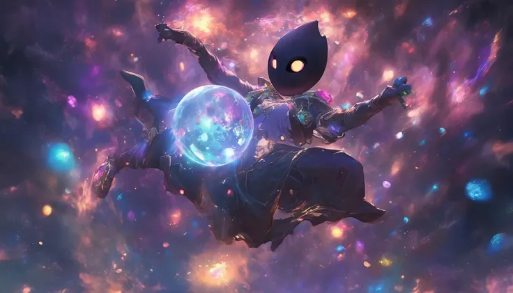 NatureVRM a person dancing, masterpiece, best quality, light particle, depth of field, , field, scenery, fantasy, , red light, blue light, far away, no humans, pastel colors, chromatic aberration abuse, dark, cloudy sky, space, blue aura, aura, cinematic, dark atmosphere, day, dark hole, glowing eyes, purple light, illumination, cliff, sword, floating object, monster, eye in the sky <lora:xl_NatureVRM:0.7>
