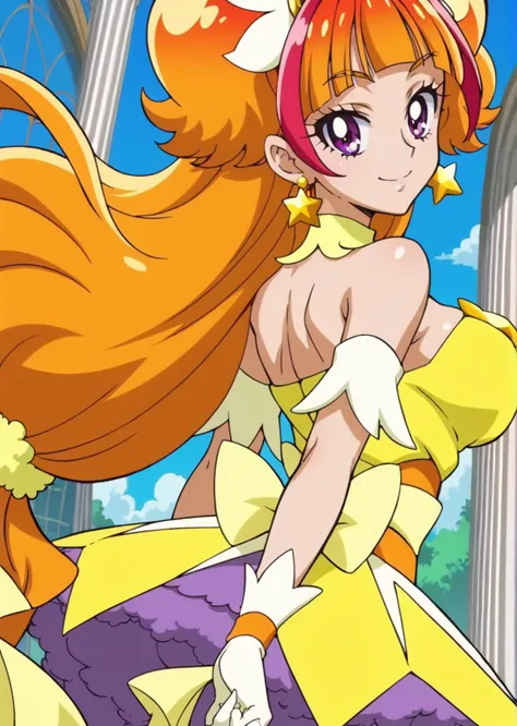 score 9, score 8 up, score 7 up, detailed background, shiny skin,
<lora:curetwinkle.pony:1>,
curetwinkle,
large breasts,
look back, smile,