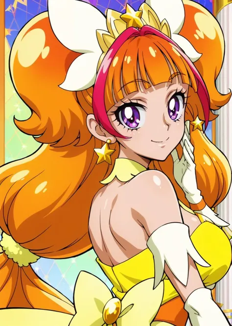 score 9, score 8 up, score 7 up, detailed background, shiny skin,
<lora:curetwinkle.pony:1>,
curetwinkle,
large breasts,
look back, smile,
