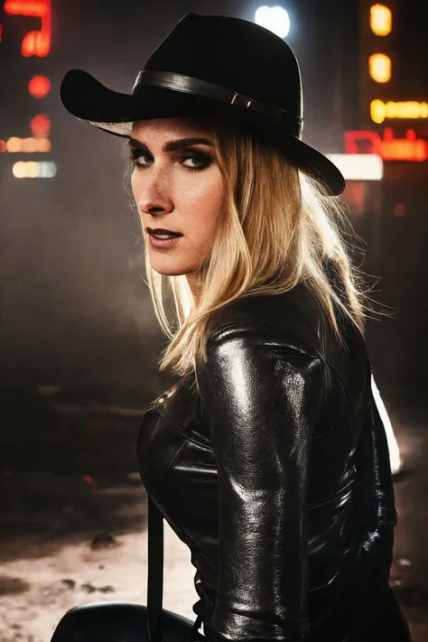 <lora:KellyCollins_SD15_v1.1-000009:1>
a large format photo of a (headshot:1.5)
KellyCollins
, detailed face, detailed eyes, detailed hair, classic aggressive rocker hairstyle, nervous512,
Abandoned industrial complex Dark, moody, and ominous street Crumbling concrete, rusted metal, and flickering neon lights Muted pastels, deep shadows, and eerie glows Angular, sharp, and imposing Confident, fearless, and mysterious Black leather pants, fitted white tank top, black boots, and a fedora, misty fog
stunning pose, soft focus pictorialist style,