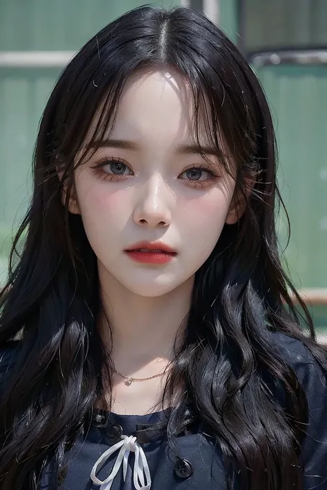 best quality, masterpiece, (photorealistic:1.4), 1 girl, uniform school, suit school, necklace, cute, ((in school:1.4)), big breasts, ((Face Details:1.7)) -- <lora:Jiheon:1>
