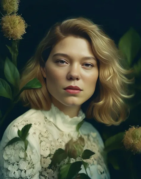 ElizabethOlsen, photograph, Ethereal Glad tiny Palestinian (Girl:1.1) , ð, Gold hair, Magical Bob with bangs hairstyle, French Fitness Tracker, Barrette, Maroon garden, Graphic novel, film grain, Fuji superia 400, Circular polarizer, (art by Odd Nerdrum:0.8) , <lora:ElizabethOlsenSDXL:1>
