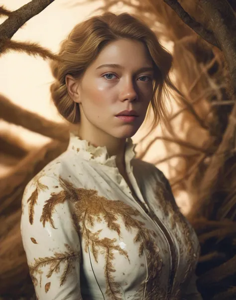 LeaSeydoux, Ultra sharp,4k,detailed,hdr, art by Sanford Robinson Gifford, photograph, Historical vegetation, Supersized Archean (Female:1.2) , Historian, intricate background, Futuristic Freckles, Australian Eyeliner, Ultrarealistic, Cozy, concept art, film grain, Canon RF, Selective focus, most beautiful artwork in the world, <lora:LeaSeydouxSDXL:1>