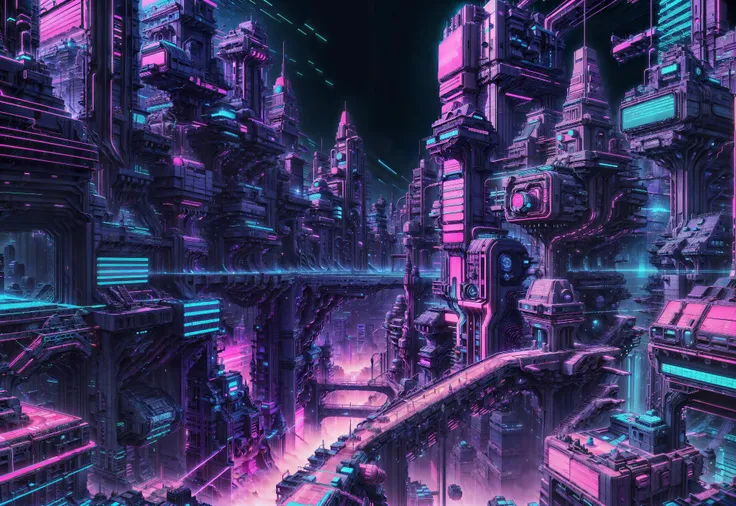 <lora:add_detail:0.5> (retrowavetech, labyrinth:1.2), vaporwave, scifi, wirefrme, virtual city, (masterpiece, best quality, high quality, highres), <lora:RetrowaveTech:0.8> <lora:kLabyrinth:0.6>