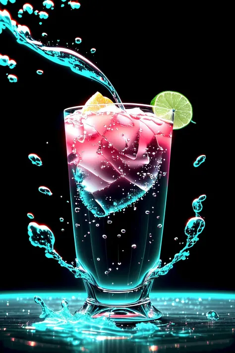 <lora:style-retrowavetech:1.0> <lora:add_detail:1.0> <lora:epi_noiseoffset-v2:0.4> (product image:1.4), scifi, beautiful colorful retrowavetech cocktail on ice, decorated with a (lime slice:1.15), (curvy:1.4) cocktail glass, (floating water, drops of water:1.2), (zero gravity:1.4), thick metal straw, (voxel decoration:1.2), depth of field, f3.5, 100mm, hasselblad photography, professional photoshoot, (ultrarealistic:1.2), (masterpiece, best quality, 16k, 8k, ultra highres, absurdres, highres:1.4)