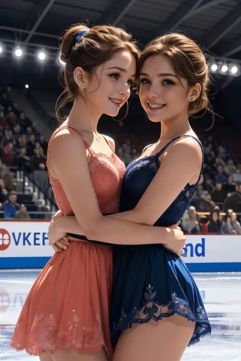 girl like flying spin / pair skating / figure skating / knee slides