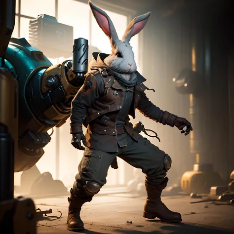 face lighting,bright backlight,super high resolution,best quality,Photos,4k,(Realistic:1.2),tu,rabbit,(mechanical arm:1.4),
rabbit ears,boots,solo,<lora:tu_20230808151842:0.9>,whole body,jacket,stand,