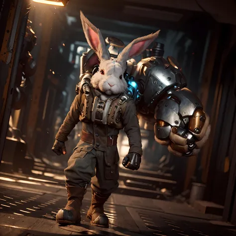 face lighting,bright backlight,super high resolution,best quality,Photos,4k,(Realistic:1.2),tu,rabbit,(mechanical arm:1.4),
rabbit ears,boots,solo,<lora:tu_20230808151842:0.9>,whole body,jacket,stand,