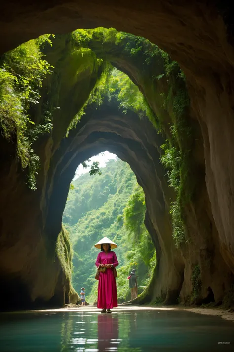 middle aged woman in a highly defined fantasy Vietnamese Phong Nha-Ke Bang National Park