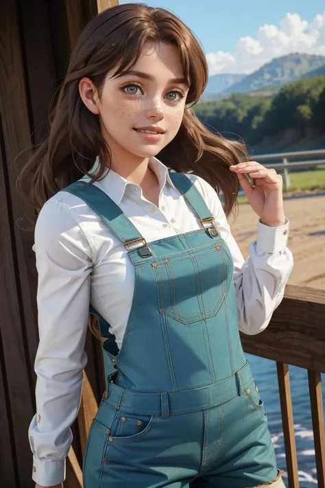 cinematic composition, professional photo of AnneRunwaygirl, 1girl, solo, looking at viewer, smile, brown hair, shirt, green eyes, freckles, overalls
detailed skin, detailed eyes, finely detailed hair,
volumetric light, highrez, masterpiece, best quality,
<lora:AnneRunwaygirl:0.682:MIDD>