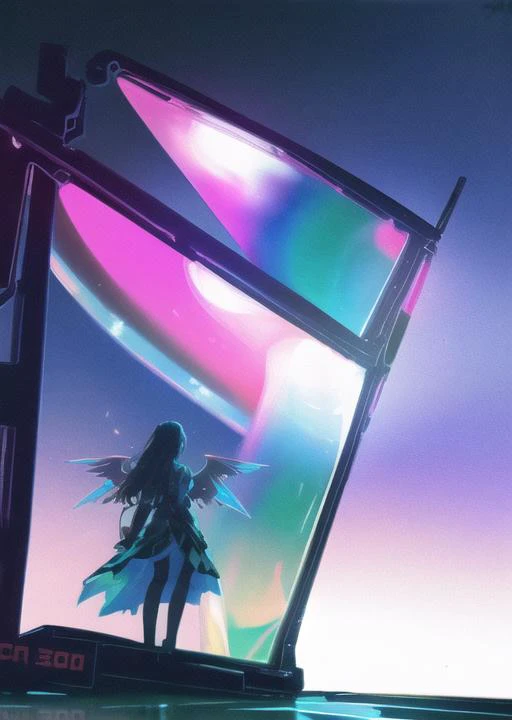 303,Kodak,Mechanical,(Girl:1.3),((Mechanical Wings)),(Rainbow:0.5),Diamond,((Triangle)),[[Round]],High Quality,Neon,More Details,Epic Light and Shadow,(holo glass glitch),<lora:303 acid mix:0.4>,