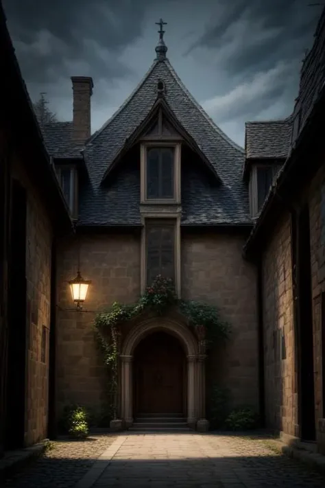(masterpiece, best quality, highres:1.2), fancy medieval mansion,
