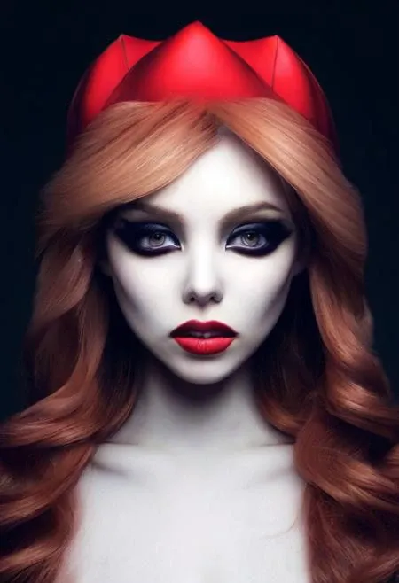 Surrealist photo portrait of an evil mysterious princess Peach.