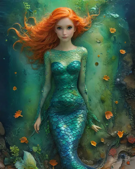 (rolling wave forming a full bodied beautiful mermaid with colorful organic bioluminescent patterns:1.9), reflections, sheen, hyperrealistic, ultra resolution, professional photo, full body, <lora:merged:1> gwen tennyson (/Ben10)/,(ultra HD quality details), bright orange hair, short hair, (green eyes), <lora:add-detail-xl:0.8> <lora:xl_more_art-full_v1:0.5>