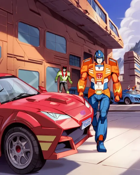 Futuristic Stealth Tank, Vehicle, transformers, Autobot, Autobot Symbol (Red) score_8_up, <lora:Transformers 86 FT-000005:0.7>