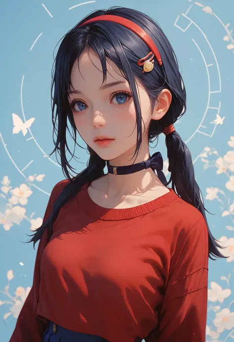 score_9, score_8_up, score_7_up, score_6_up, 1girl , (score_9, score_8_up:1.1), score_7_up,
<lora:Mita:0.75>, dark blue eyes, dark blue hair, braids hair, red hairband, choker, red sweater, blue skirt, hair ornament, pale clean skin, small breasts, detailed background,  cute face,  dynamic pose, posing, Standing, perfect face
