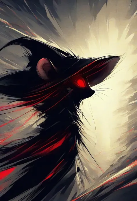 score_9, score_8_up, score_7_up, score_6_up, score_5_up, score_4_up, (solo), (fluffy:0.8), (feral), outdoors, furry, (((mouse))), female, glowing red eyes, grey fur, black ears, claws, (fluffy cheeks:0.4), witch hat, (black dress), (red glowing magical staff), (cute:0.3), in the style of Beatrix Potter, cel-shading, monochromemuse, monochrome, greyscale, ink splatter, linquivera, forest, dramatic angle, (head focus, head shot, close up:1.5), cartoon, detailed background