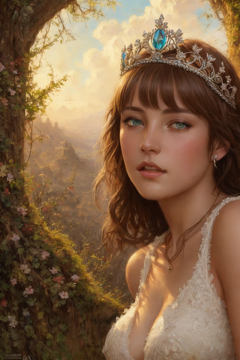 by Gaston Bussiere greg rutkowski Helene Knoop,1girl,beautiful face,detailed eyes,(blonde hair:1.1),bangs,pale skin,highly detailed skin,medium breasts,detailed breasts,(nsfw:1.0),(upper body:1.0)(nipples:1.0),(pubic hair:1.0),(pussy:1.0),princess,princess crown,ornament,(see-through:0.8),(torn:0.8),(high-cut armor:1.0),outdoors,fantasy,illustration,solo focus,sharp focus,best quality,extremely detailed,intricate details,raytracing,cinematic lighting,highres,4K,