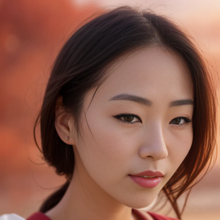 award winning extremely high detail digital RAW color  photo, extreme close up of a

outdoor,  depicting
(((beautiful  young japanese woman over 30,  perfect face, dreamy look,  (detailed facial features),  clean nice face))) walking  over the (((sunlit fantasy red sand seashore))):1.6,  in the background (((clouds, sunbeams))),

HDR, 8k resolution,  smooth,  (defocus):1.7,  (warm ambient light):1.8, atmosphere, realistic,  (volumetric fog):1.6, depth of field,  
photographed on a Kodak box camera