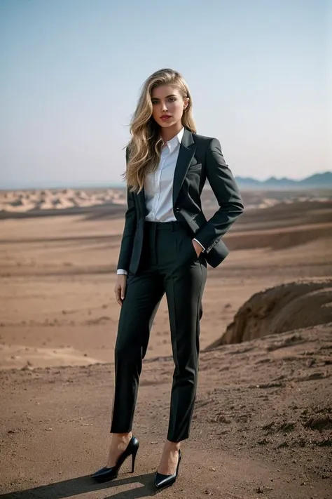 photo of fit (Al1c4Schm1dt-135:0.99), a beautiful woman, perfect hair, (modern photo), wearing a (business suit:1.2) and long pants with jewelry, portrait, 85mm, (analog, cinematic, film grain:1.3), (Mars Tourism Resort, Luxurious resort offering Martian landscape views and space-themed activities.), detailed eyes, professional pose, painted lips, (epiCPhoto), (looking at viewer:1.1), (cinematic shot:1.3), (natural lighting, lit from above), <lora:add_detail:0.5>