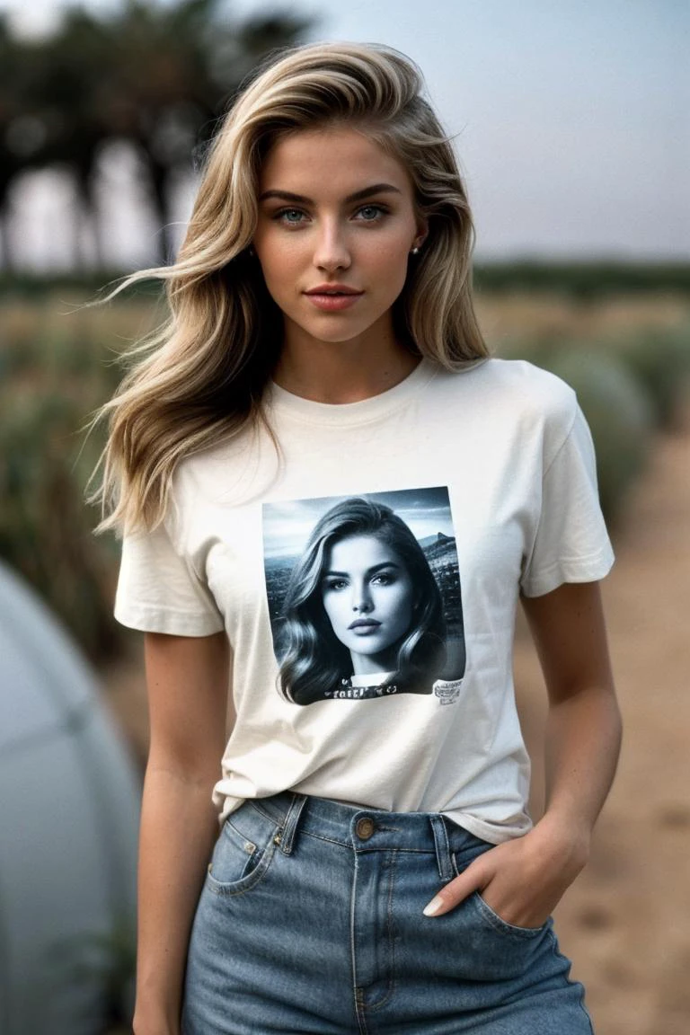 photo of fit (Al1c4Schm1dt-135:0.99), a beautiful woman, perfect hair, (modern photo), wearing a (crew neck t-shirt:1.2) and long pants with jewelry, portrait, 85mm, (analog, cinematic, film grain:1.3), (Mars Habitat Prototype, Prototype habitat testing potential living conditions for Martian colonies.), detailed eyes, professional pose, painted lips, (epiCPhoto), (looking at viewer:1.1), (cinematic shot:1.3), (natural lighting, lit from above), <lora:add_detail:0.5>