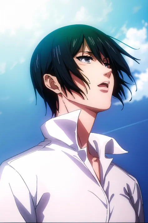 Blue_sky,(day),cloudy sky,
White Shirt,
<lora:Mikasa_ackerman_Mappa-KK77-V1:0.7>,
black eyes, black hair, Short_hair,Hair between eyes,
<lora:Mariana_Luciano_NON_VIRGIN-KK77-V1:0.3>,<lora:more_details:0.1>,
1 girl, 20yo,Young female,Beautiful Finger,Beautiful long legs,Beautiful body,Beautiful Nose,Beautiful character design, perfect eyes, perfect face,expressive eyes,perfect balance,
official art,extremely detailed CG unity 8k wallpaper, perfect lighting,Colorful, Bright_Front_face_Lighting,shiny skin,
(masterpiece:1.0),(best_quality:1.0), ultra high res,4K,ultra-detailed,
photography, 8K, HDR, highres, absurdres:1.2, Kodak portra 400, film grain, blurry background, bokeh:1.2, lens flare, (vibrant_color:1.2),professional photograph,
(Beautiful,large_Breasts:1.4), (beautiful_face:1.5),(narrow_waist),