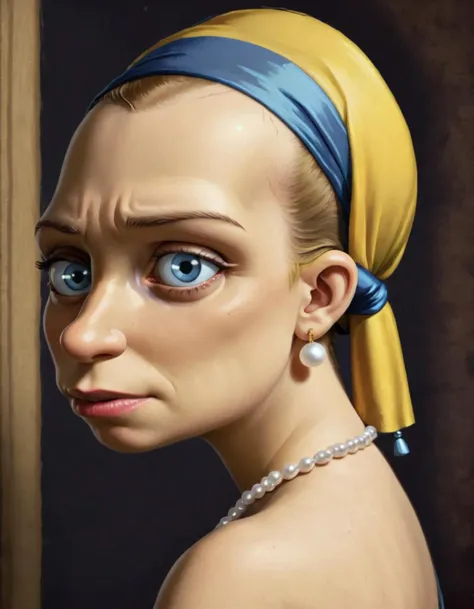 simpsons version of the girl with a pearl earring, arcane style painting